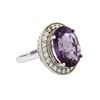Image 2 : 14KT White Gold 7.92 ctw Amethyst and Diamond Ring