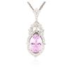 Image 1 : 14KT White Gold 40.03 ctw Kunzite and Diamond Pendant With Chain