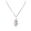 Image 2 : 14KT White Gold 40.03 ctw Kunzite and Diamond Pendant With Chain