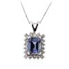 Image 2 : 14KT White Gold 1.89 ctw Tanzanite and Diamond Pendant With Chain