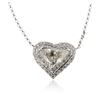 Image 2 : 18KT White Gold 3.61 ctw Diamond Heart Necklace
