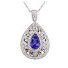 Image 2 : 14KT White Gold EGL USA 3.39 ctw Tanzanite and Diamond Pendant With Chain