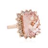 Image 2 : 14KT Rose Gold 8.33 ctw Morganite and Diamond Ring