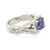 Image 2 : 14KT White Gold 1.22 ctw Tanzanite and Diamond Ring and Guard