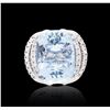 Image 1 : 14KT White Gold 22.00 ctw Aquamarine and Diamond Ring