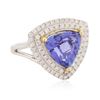 Image 2 : 14KT Two-Tone Gold 4.61 ctw Tanzanite and Diamond Ring