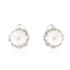 Image 1 : 18KT White Gold Pearl and Diamond Earrings
