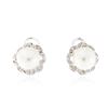 Image 1 : 18KT White Gold Pearl and Diamond Earrings