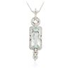 Image 2 : 14KT White Gold 11.80 ctw Aquamarine and Diamond Pendant With Chain