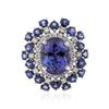 Image 1 : 14KT White Gold 4.93 ctw Tanzanite, Sapphire and Diamond Ring