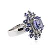 Image 2 : 14KT White Gold 4.93 ctw Tanzanite, Sapphire and Diamond Ring