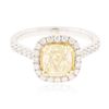 Image 1 : 18KT White Gold EGL USA Certified 2.04 ctw VS1/Fancy Yellow Diamond Ring