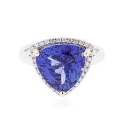 14KT Two-Tone Gold 6.18 ctw Tanzanite and Diamond Ring