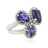 Image 2 : 14KT White Gold 6.35 ctw Tanzanite and Diamond Ring