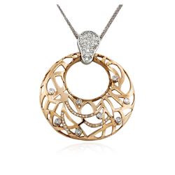 14KT Rose and White Gold 0.88 ctw Diamond Pendant With Chain