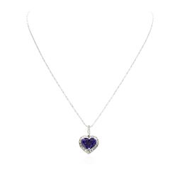 18KT White Gold 4.80 ctw Tanzanite and Diamond Pendant With Chain