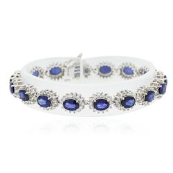 14KT White Gold 12.96 ctw Sapphire and Diamond Bracelet