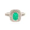 Image 1 : 14KT White Gold 0.95 ctw Emerald and Diamond Ring
