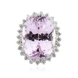 14KT White Gold 40.04 ctw GIA Certified Kunzite and Diamond Ring