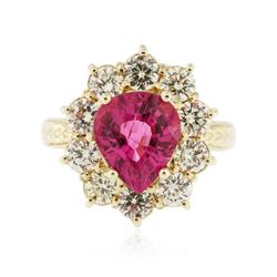 14KT Yellow Gold 2.61 ctw Tourmaline and Diamond Ring