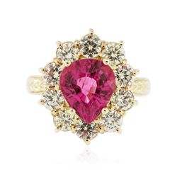 14KT Yellow Gold 2.61 ctw Tourmaline and Diamond Ring