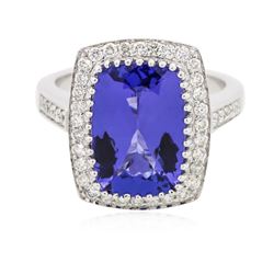 14KT White Gold 5.95 ctw Tanzanite and Diamond Ring