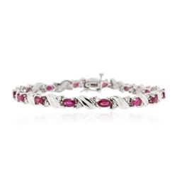 14KT White Gold 4.92 ctw Ruby and Diamond Bracelet