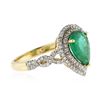 Image 2 : 18KT Yellow Gold 1.97 ctw Emerald and Diamond Ring