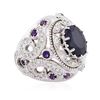 Image 2 : 14KT White Gold 9.01 ctw Sapphire and Diamond Ring