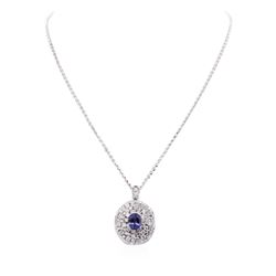 14KT White Gold 3.57 ctw Tanzanite and Diamond Pendant With Chain