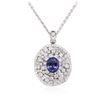 Image 2 : 14KT White Gold 3.57 ctw Tanzanite and Diamond Pendant With Chain