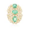 Image 1 : 14KT Yellow Gold 3.69 ctw Emerald and Diamond Ring