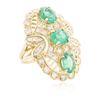 Image 2 : 14KT Yellow Gold 3.69 ctw Emerald and Diamond Ring