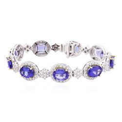 14KT Two-Tone Gold 18.81 ctw Tanzanite and Diamond Bracelet