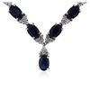 Image 1 : 14KT White Gold 22.75 ctw Sapphire and Diamond Necklace