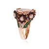 Image 3 : 14KT Rose Gold 11.56 ctw Morganite, Ruby, Tsavorite and Diamond Ring