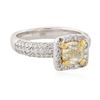 Image 2 : 18KT Two-Tone Gold 1.49 ctw Fancy Light Yellow Diamond Ring