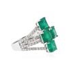 Image 2 : 18KT White Gold 4.48 ctw Emerald and Diamond Ring