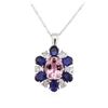 Image 2 : 14KT White Gold 2.65 ctw Tourmaline, Sapphire and Diamond Pendant With Chain