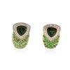 Image 1 : 14KT Yellow Gold 2.88 ctw Chrome Diopside, Tsavorite and Diamond Earrings