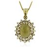 Image 1 : 14KT Yellow Gold 3.89 ctw Opal and Diamond Pendant With Chain