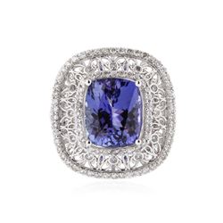 14KT White Gold 5.29 ctw Tanzanite and Diamond Ring