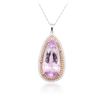 Image 2 : 14KT Rose Gold 19.54 ctw Kunzite and Diamond Pendant With Chain