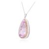Image 3 : 14KT Rose Gold 19.54 ctw Kunzite and Diamond Pendant With Chain