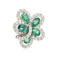 14KT White Gold 5.00 ctw Emerald and Diamond Ring