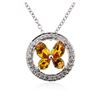Image 2 : 18KT White Gold 3.50 ctw Orange Sapphire and Diamond Pendant With Chain