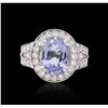 Image 1 : 14KT White Gold 3.61 ctw Tourmaline and Diamond Ring