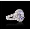 Image 2 : 14KT White Gold 3.61 ctw Tourmaline and Diamond Ring