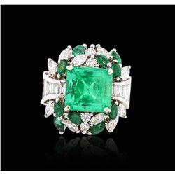 18KT White Gold 5.80 ctw Emerald and Diamond Ring