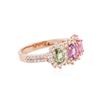 Image 2 : 14KT Rose Gold 1.57 ctw Multicolor Sapphire and Diamond Ring